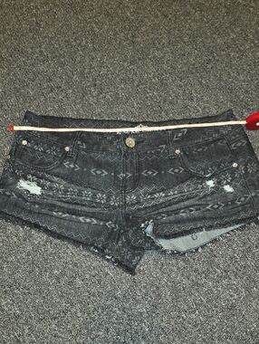 Almost Famous Dark Aztec Denim Cutoff Shorts